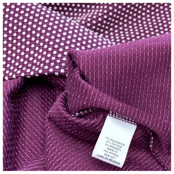 #23 Elle Ruffle Polka Dot Longe Sleeve Pullover Blouse Top Magenta Shirt Medium - Picture 2 of 2